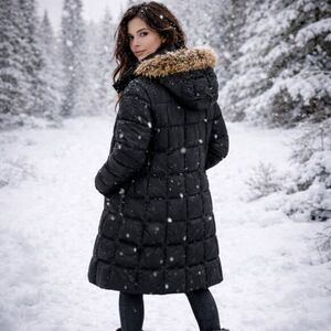 NWOT Weatherproof Black Down Puffer Coat Parka with Removable Faux Fur Hood S